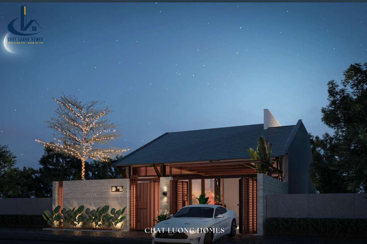Mẫu villa nhỏ sân vườn mái Nhật