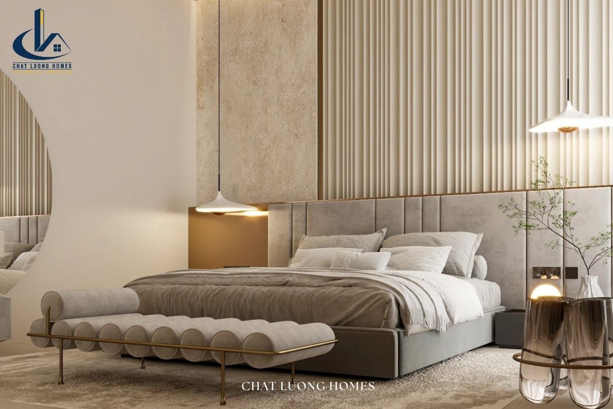 Nội thất phòng ngủ biệt thự phong cách đơn giản, ấm áp