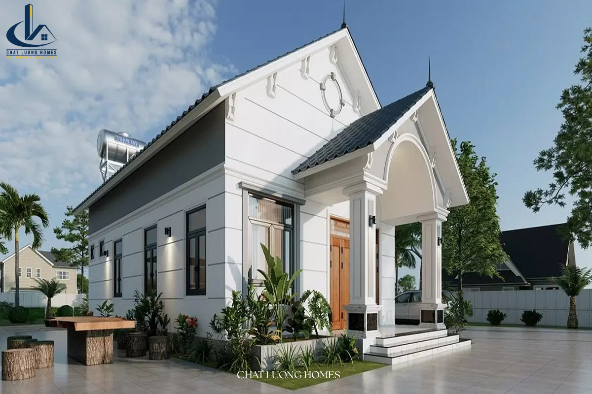 Mẫu nhà cấp 4 5x20 có gara xe ô tô