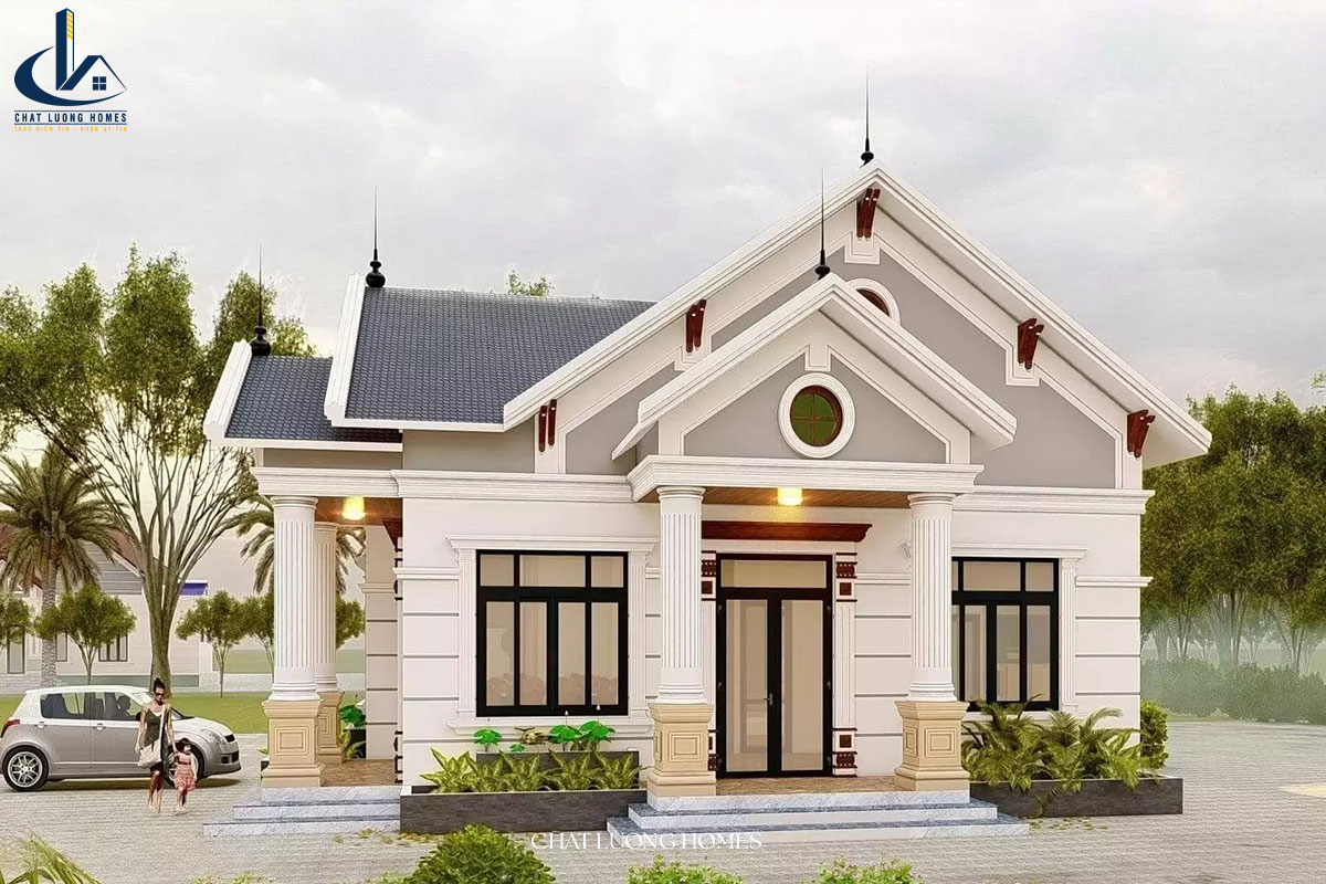 Mẫu nhà cấp 4 5x20 phong cách Pháp đẹp