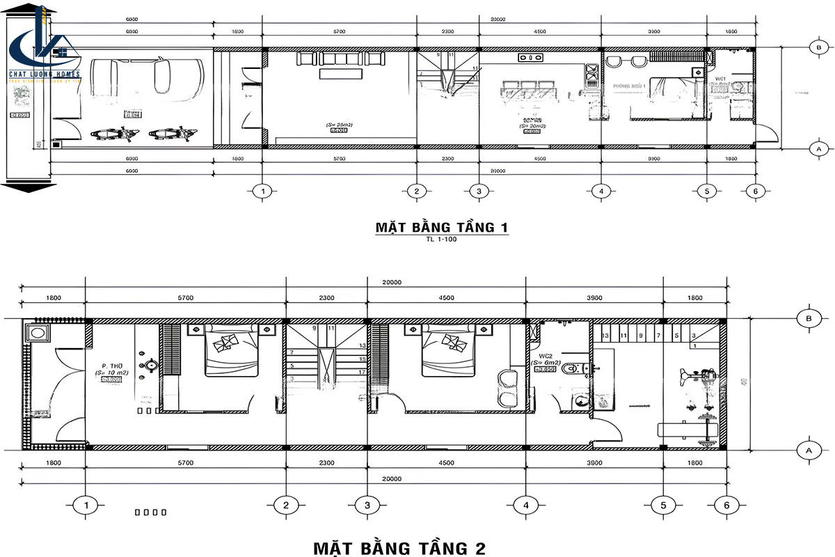Bản vẽ nhà cấp 4 5x20 đẹp hiện đại