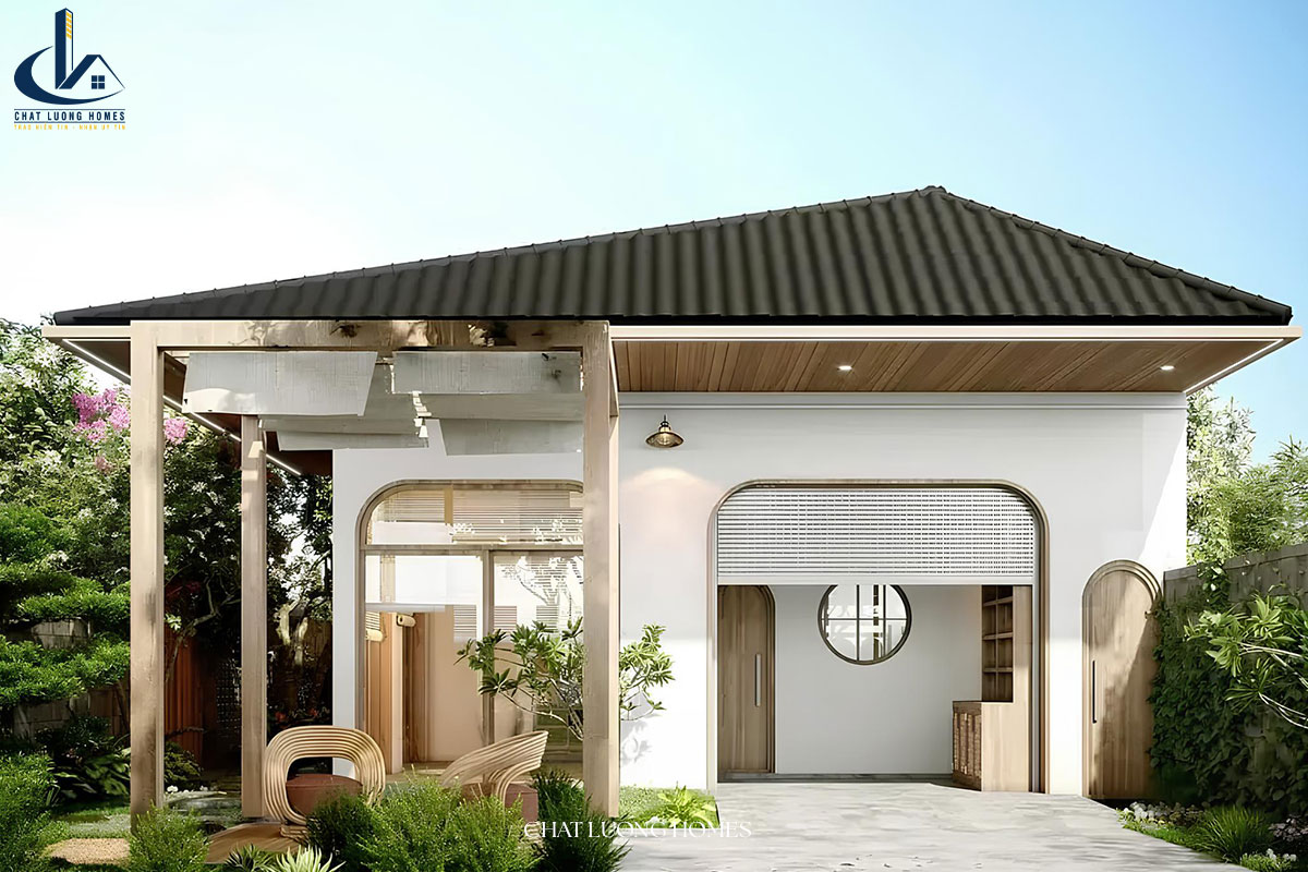 Mẫu nhà cấp 4 5x20 có sân vườn rộng rãi