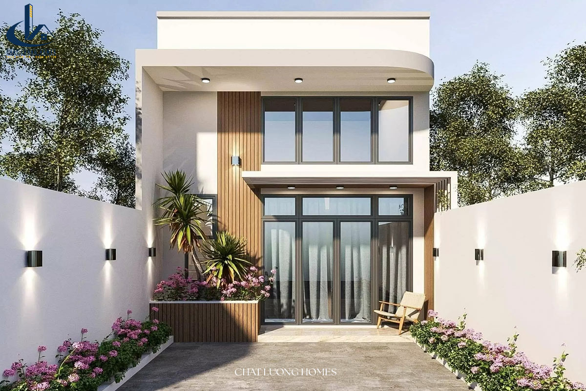 Mẫu nhà cấp 4 có sân vườn gác lửng