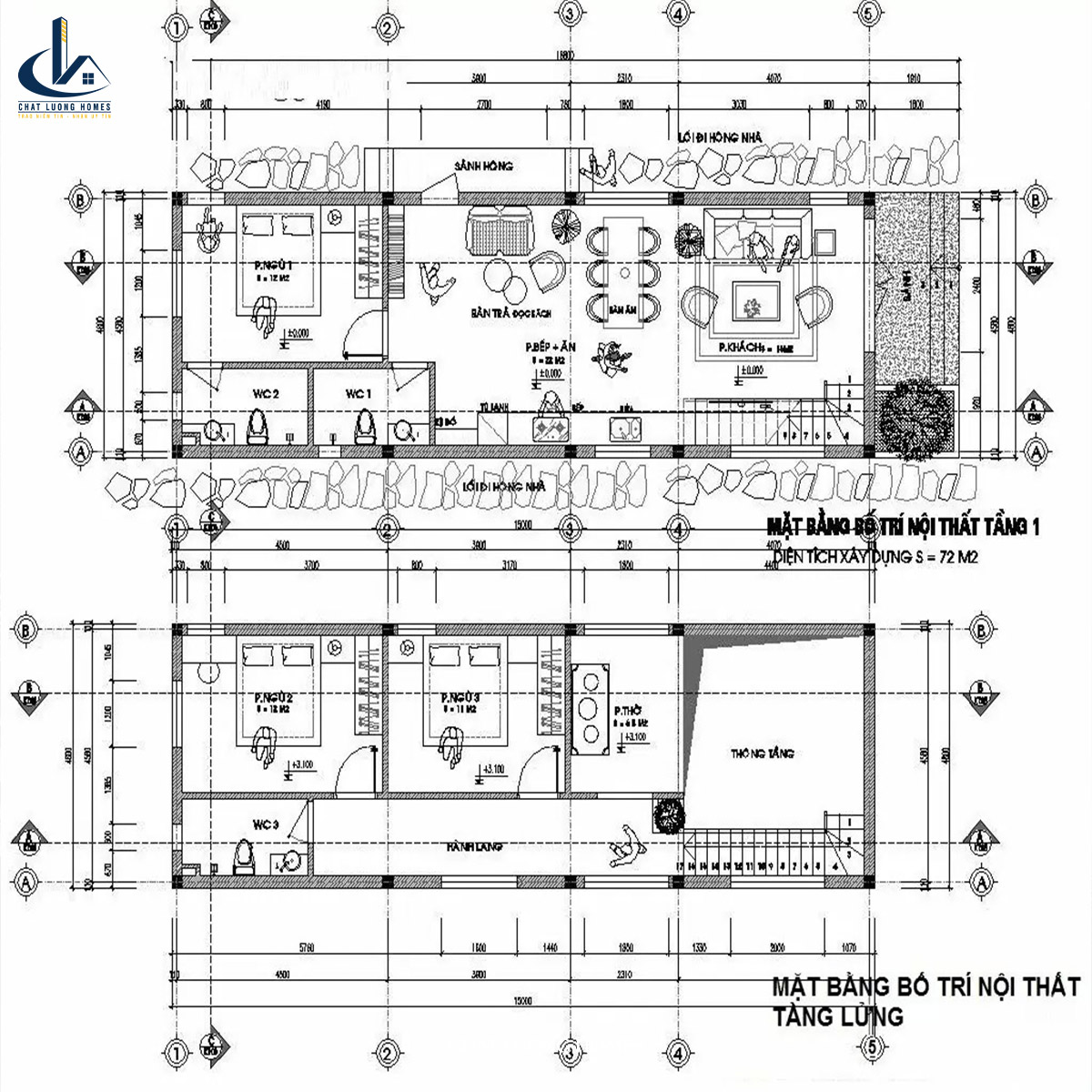 Bản vẽ nhà cấp 4 gác lửng 3 phòng ngủ