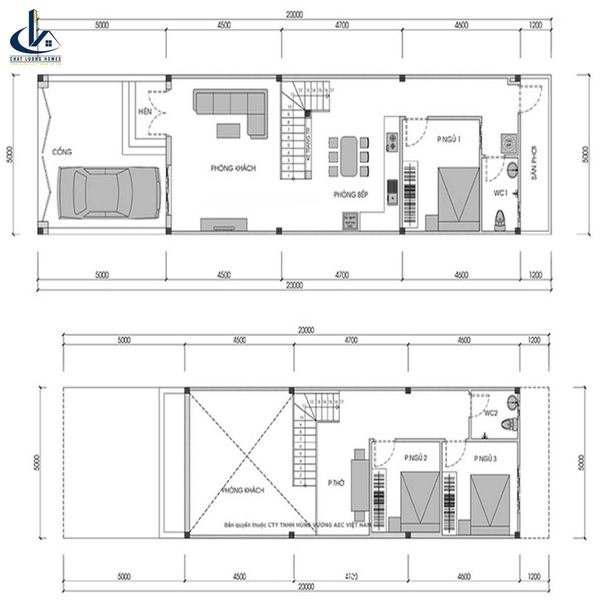 Bản vẽ nhà ống cấp 4 gác lửng 