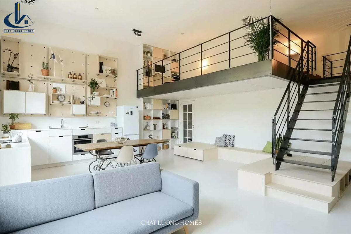 Mẫu nhà cấp 4 có gác lửng 3 phòng ngủ diện tích 70-80m2