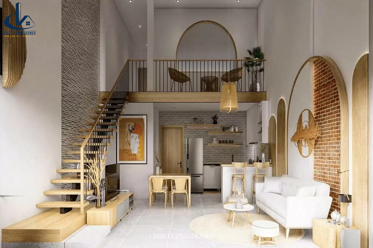 Mẫu nhà cấp 4 gác lửng phong cách tối giản